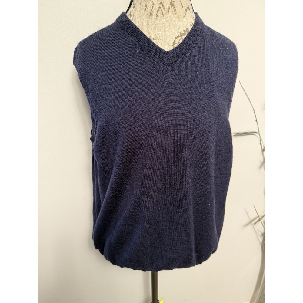 Vineyard Vines By Shep & Ian Men's Blue Sweater Vest Cotton Wool Blend‎ M Lined